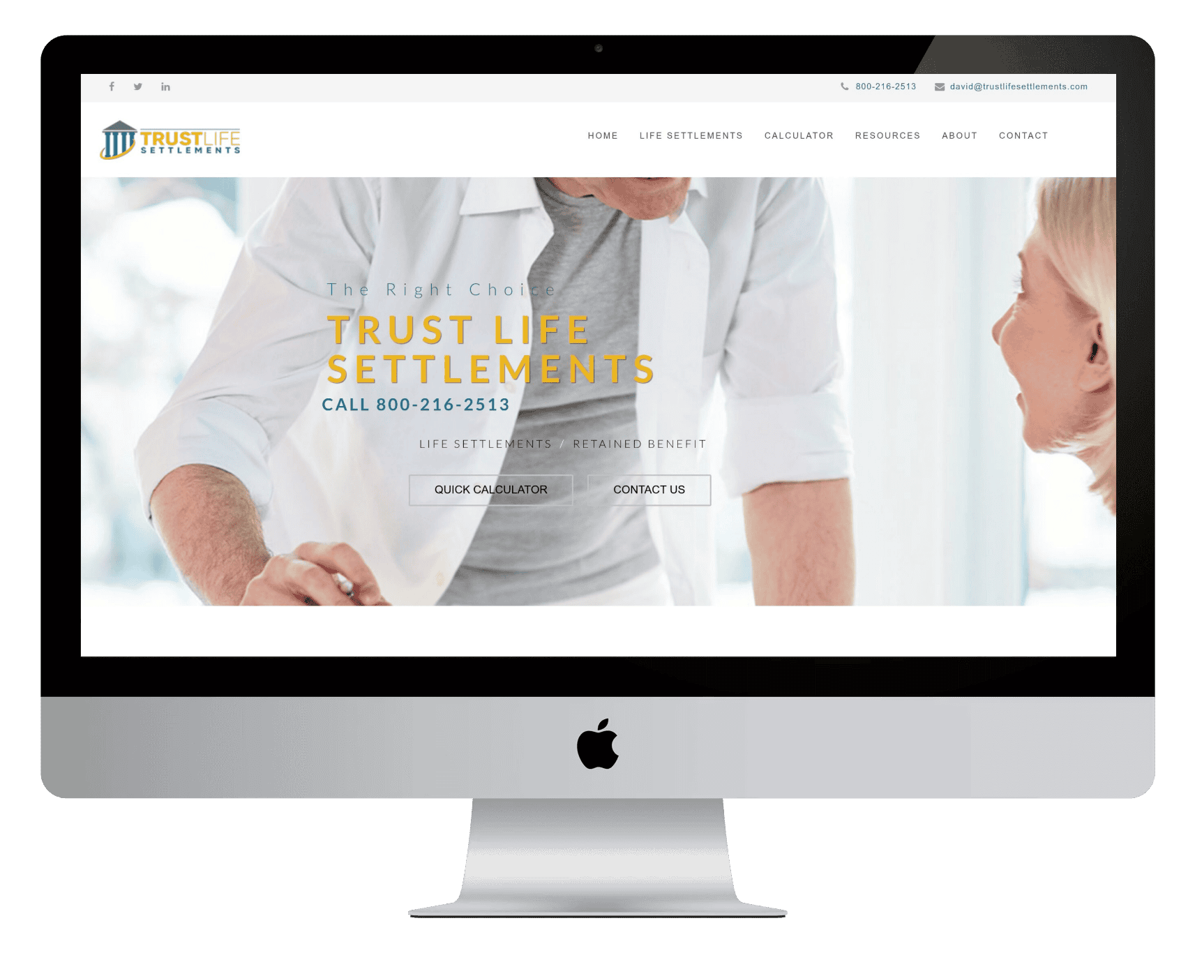 LifeTrust homepage shown on a desktop monitor